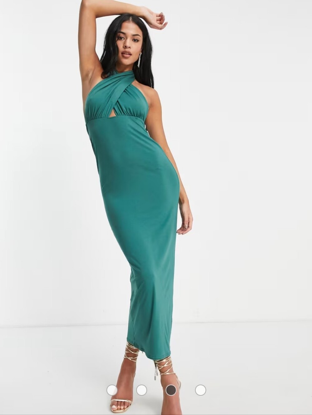 ASOS Design TALL US Size 14: Emerald Green Halter Neck Maxi Dress